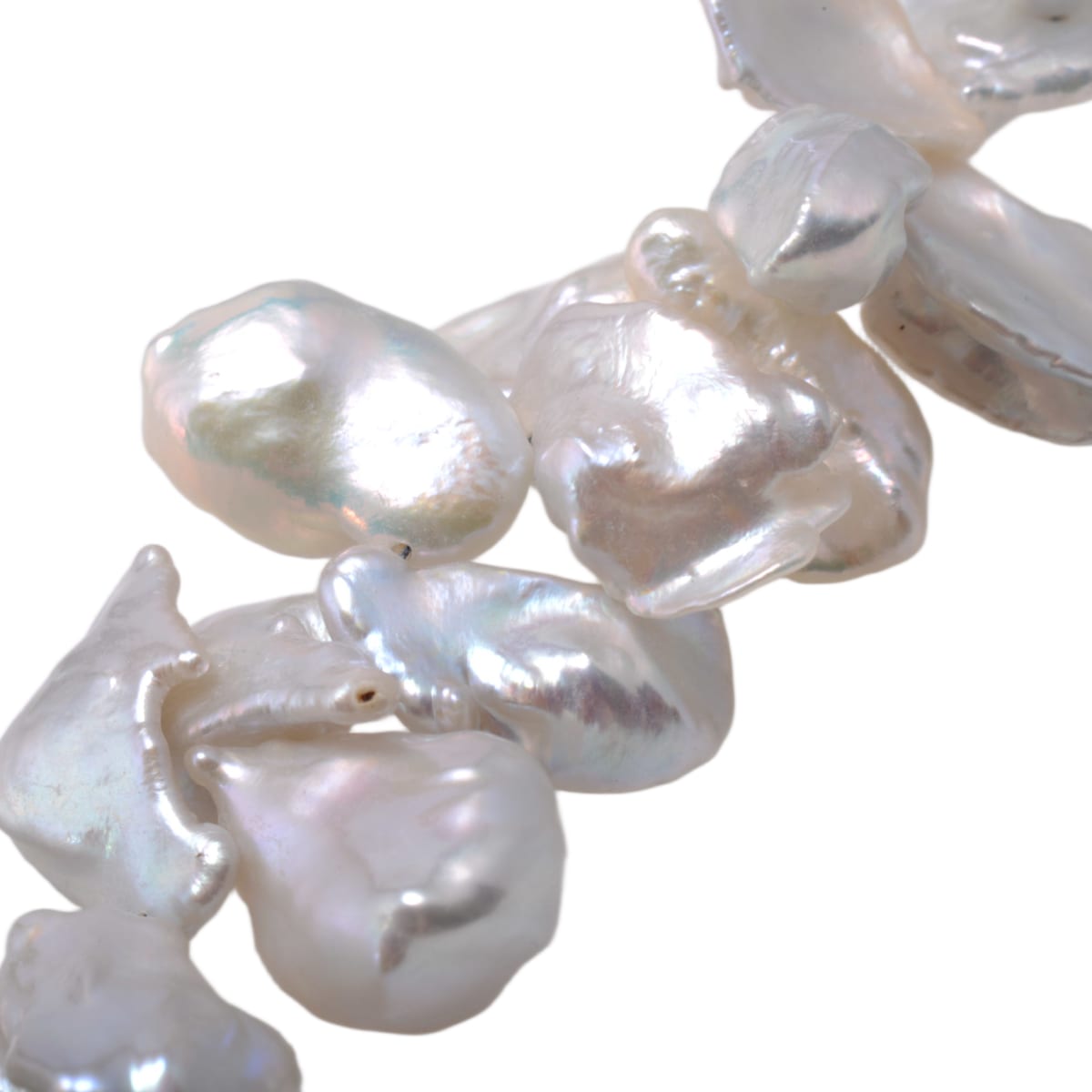 White Baroque Freshwater Keshi Pearl Strand 16in - Natural Irregular Shape Pearls by Continental Bead Suppliers